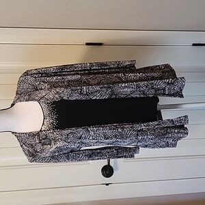 Embellished black-and-silver knit cardigan with a